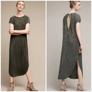 NWOT Anthropologie Sabina Musayev Crinkled Midi Dress Earthy Green Size Large